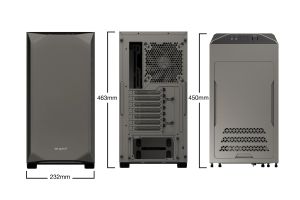 liniște! PURE BASE 500 Window Gri metalic, ATX/M-ATX/Mini-ITX, 2x Pure Wings 2 140mm, 2x USB 3.2 Gen. 1, microfon + audio, capac superior interschimbabil, garanție 3 ani