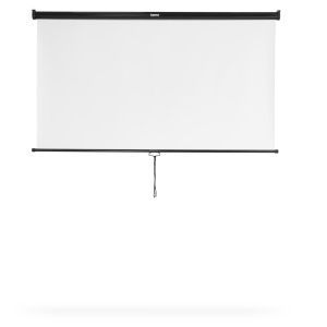 Ecran de perete rulabil, 175 x 175 cm; 1:1, mobil, pentru montare pe tavan sau pe perete, alb