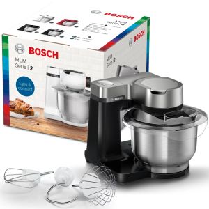 Robot de bucătărie Bosch MUMS2VM00, Mașină de bucătărie, MUM5, 900 W, Multi-motion-drive, 7 viteze, bol inox 3,8l, Negru - argintiu
