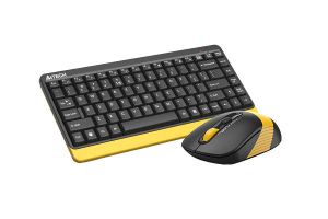 Set tastatură și mouse A4TECH Fstyler FG1110, fără fir, negru/galben