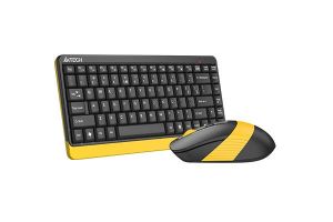 Set tastatură și mouse A4TECH Fstyler FG1110, fără fir, negru/galben