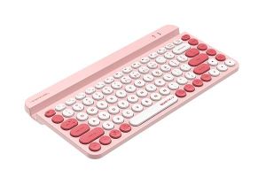 Tastatură fără fir A4tech Fstyler FBK30, Bluetooth, 2.4G, suport pentru telefon, chirilic, roz