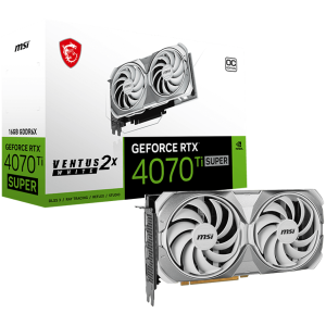 Placă video MSI Nvidia GeForce RTX 4070 TI SUPER 16G VENTUS 2X WHITE OC, 16 GB GDDR6X, 256 biți, Boost: 2640 MHz, 21 Gbps, 8448 CUDA Cores, 3x DP 1.4a, HDMI 2.1.1 Re, ING07 Re, ventilator reparat PSU, 3Y