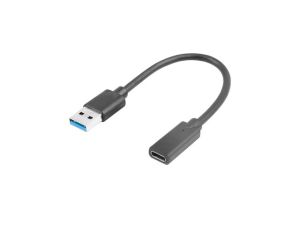 Cablu Lanberg USB-C (F) -> Cablu USB-A(M) 0,15 m, negru