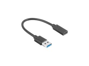 Cablu Lanberg USB-C (F) -> Cablu USB-A(M) 0,15 m, negru