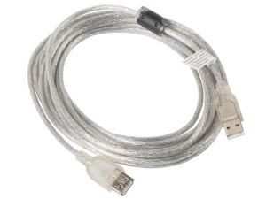 Cablu prelungitor Lanberg USB 2.0 AM-AF, 5m, ferita transparenta