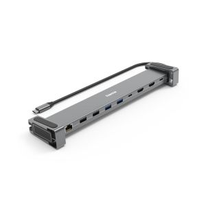 HAMA USB-C 9 în 1 stație de andocare pentru laptop - 4x USB-A, USB-C, 2x HDMI, LAN, gri