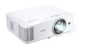 Multimedia projector Acer Projector S1386WHn, DLP, Short Throw, WXGA (1280x800), 3600 ANSI Lumens, 20000:1, 3D, HDMI, VGA, LAN, RCA, Audio in, Audio out, VGA out, DC Out (5V/1A, USB-A), Speaker 16W, Bluelight Shield, 3.1kg, White + Acer T82-W01MW 82.5" (1