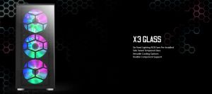 Montech box X3 GLASS, carcasă Mid-tower, TG, 6 ventilatoare RGB fixe, negru