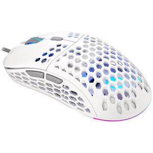 Mouse de gaming Endorfy LIX Plus Onyx alb, senzor optic de jocuri PIXART PAW3370, 19000 DPI, design ușor 59G, comutatoare KAILH GM 8.0, cablu Paracord de 1,8 m, patine PTFE, lumini ARGB, 2 ani garanție