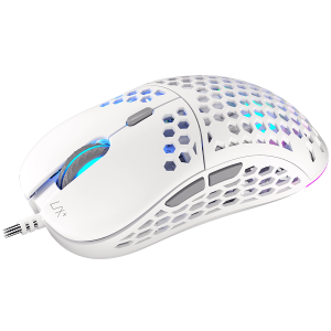 Mouse de gaming Endorfy LIX Plus Onyx alb, senzor optic de jocuri PIXART PAW3370, 19000 DPI, design ușor 59G, comutatoare KAILH GM 8.0, cablu Paracord de 1,8 m, patine PTFE, lumini ARGB, 2 ani garanție