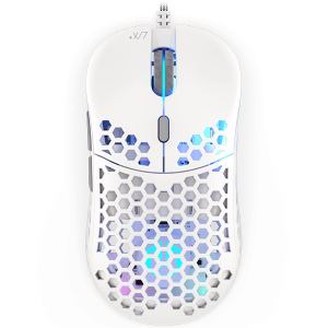 Mouse de gaming Endorfy LIX Plus Onyx alb, senzor optic de jocuri PIXART PAW3370, 19000 DPI, design ușor 59G, comutatoare KAILH GM 8.0, cablu Paracord de 1,8 m, patine PTFE, lumini ARGB, 2 ani garanție