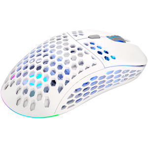 Mouse de gaming wireless Endorfy LIX Plus Onyx alb, senzor optic de jocuri PIXART PAW3370, 19000DPI, design ușor 69G, comutatoare KAILH GM 8.0, cablu Paracord de 1,6 m, patine PTFE, lumini ARGB, 2 ani garanție