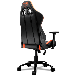 COUGAR Armor Pro Orange, Full Steel Frame, Breathable PVC Leather, Diamond Check Pattern Design, Micro Suede-Like Texture, Head and Lumbar Pillow, Mid Size, 3D Arm Rest Directions, Class 4 Gas Lift Cylinder, Orange / Black, 120 kg Weight Limit