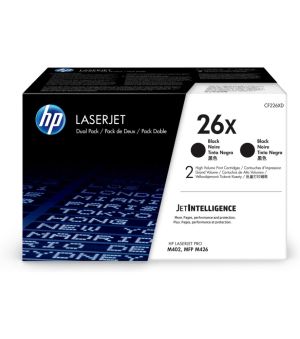 Cartuș de toner original HP 26X LaserJet CF226XD negru de mare capacitate, pachet de 2