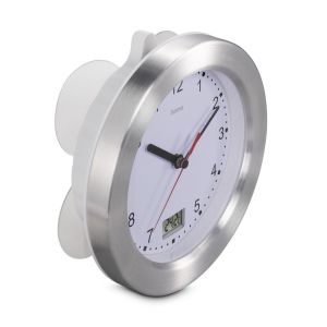 Hama "Mauritius" Bathroom Clock, Wall Clock with Thermometer, No Ticking, &Oslash; 17 cm,