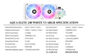 Răcire cu apă Thermalright Răcire cu apă Aqua Elite 240 Alb A-RGB V3 - LGA1851/LGA1700/AM5