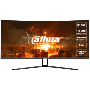 Monitor curbat pentru jocuri Dahua LM34-E330C, 34" UWQHD (3440x1440), VA, 165Hz, 350 nits, 120% sRGB, 21:9, 3000:1, 178°/178°, 1ms, DP2, HDMI 142x, DP2, 1ms. 2.0, 1x ieșire audio, DC 12V, 2A, 78W.