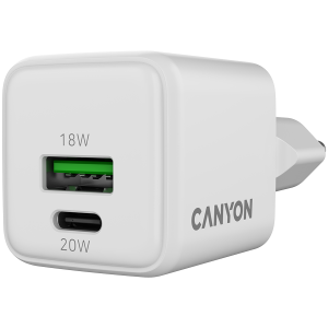 Incarcator CANYON CU20AC GaN 20W 1xPD 1xQC EU Alb