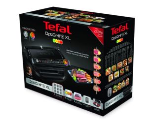 Gratar Tefal GC722834, Optigrill+ XL Black, suprafata de gatit 800cm2, senzor de gatit automat, 9 programe automate, 4 temperatura reglabila, indicator de nivel de gatire, alaun turnat sub presiune antiaderent. Farfurii