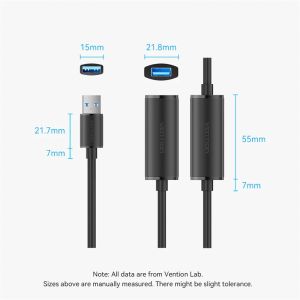 Extensie cablu Vention Cablu prelungitor activ USB 3.0 AM / AF 5M Negru - CBMBJ