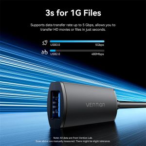 Extensie cablu Vention Cablu prelungitor activ USB 3.0 AM / AF 5M Negru - CBMBJ