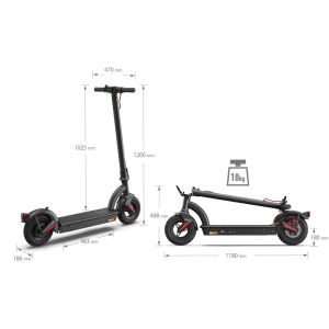 Trotineta electrica Trotineta electrica Sharp, Raza de incarcare: 40 km, Afisaj LED, Port de incarcare USB, Bluetooth, Certificare IPX4, Dimensiune roata: 10", Sisteme de franare duale, Sonerie mecanica, Sarcina maxima: 120 kg, Negru + Sharp SG-PH01EW -1P