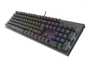 Tastatură Genesis Tastatură mecanică pentru jocuri Thor 303 RGB Iluminare de fundal Comutator roșu Schimb la cald Aspect SUA Negru