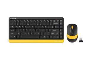 Set tastatură și mouse A4TECH Fstyler FG1110, fără fir, negru/galben