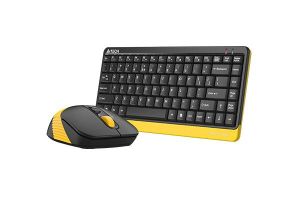 Set tastatură și mouse A4TECH Fstyler FG1110, fără fir, negru/galben