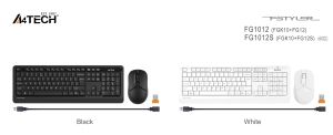 Set tastatură și mouse A4TECH Fstyler FG1012, Wireless, Alb