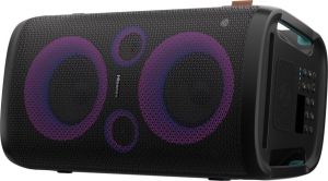 Sistem audio Hisense Party Rocker One Plus (HP110) Difuzor Bluetooth cu putere de 300 W, Woofer încorporat, Mod Karaoke, Pad de încărcare fără fir încorporat, Intrare și ieșire AUX, USB, Baterie de 15 ore 4 x 2500 Ah, 2 microfoane inclus