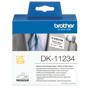 Consumabile Brother DK-11234 Rolă de etichete adezive pentru vizitatori – negru pe alb, 60 mm x 86 mm