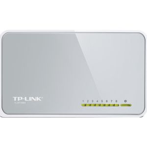 Comutator TP-Link TL-SF1008D, comutator desktop RJ45 cu 8 porturi 10/100Mbps, fără ventilator, indicator LED, negociere automată/MDI automat/MDIX, carcasă din plastic