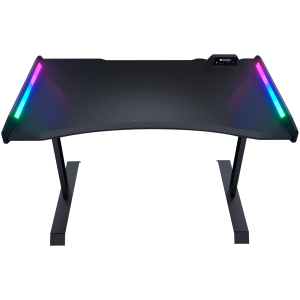 COUGAR Mars 120 Gaming Desk, USB 3.0 x 1/ USB 2.0 x 1/ 3.5mm Audio jack x 2/RGB button, 1250x810x740(mm), Ergonomic & Scratch Resistant Gaming Space, Carbon Fiber Texture, Multifunctional Design, Dual-sided ARGB, Welded Steel Frame, Maximum Stability