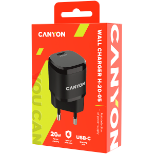 Incarcator CANYON H-20-05 PD 20W USB-C Negru