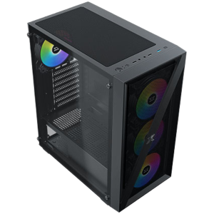 Blade EN40887 ATX/M-ATX/MINI ITX, USB3.0 X1, USB2.0 X2, HD AUDIO, panou frontal Mehsed Grill și sticlă temperată stânga, 4 bucăți ventilator LED X20C cu rulare automată