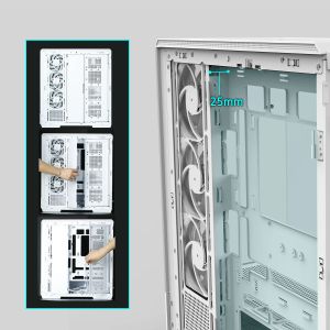 Zalman Case ATX - P50 DS White - Digital Display, Addressable RGB