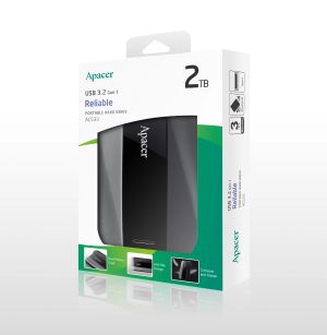 Hard disk Apacer AC533, 2TB 2,5" SATA HDD USB 3.2 Hard disk portabil Plastic / cauciuc Jet black