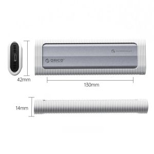 Cutie externă Orico pentru stocare pe disc - Carcasă - Cheie M.2 NVMe/SATA M/B - USB3.1 Type-C, Carcasă de protecție din silicon, 10Gbps - AXM2S-G2-GY-BP