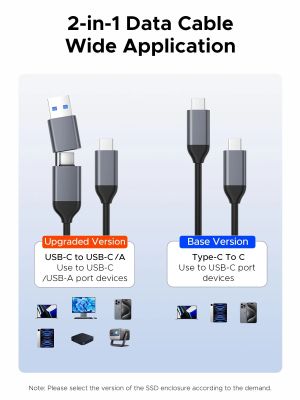 Cutie externă Orico pentru stocare pe disc - Carcasă - Cheie M.2 NVMe/SATA M/B - USB3.1 Type-C, Carcasă de protecție din silicon, 10Gbps - AXM2S-G2-GY-BP