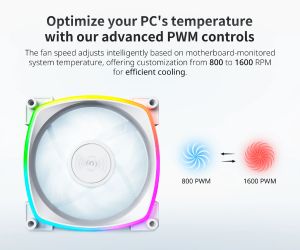 Montech RX120 PWM, REVERSE Fan, 120mm, ARGB, White