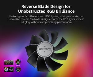 Montech RX120 PWM, REVERSE Fan, 120mm, ARGB, Black