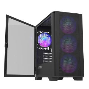 Montech AIR 100 ARGB, Micro ATX Case, TG, 4x120mm ARGB Fans, Black