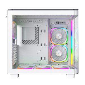 Montech KING 95 Pro, Dual Chamber Mid-tower Case, 6 ARGB Fans, 2 Front Panels, White