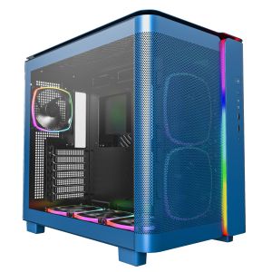 Montech KING 95 Pro, Dual Chamber Mid-tower Case, 6 ARGB Fans, 2 Front Panels, Prussian Blue