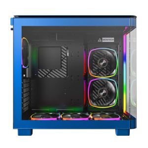 Montech KING 95 Pro, Dual Chamber Mid-tower Case, 6 ARGB Fans, 2 Front Panels, Prussian Blue