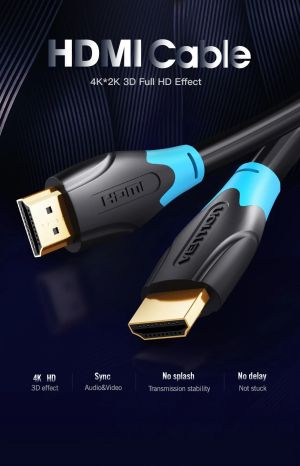 Vention HDMI v2.0 M / M 4K/60Hz Gold - 8M Black - AACBK