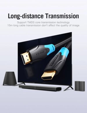 Vention Кабел HDMI v2.0 M / M 4K/60Hz Gold - 8M Black - AACBK