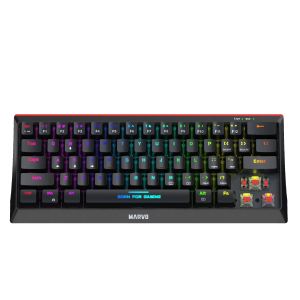 Tastatură de gaming Marvo Tastatură mecanică de gaming 61 de taste TKL - KG962G - comutatoare roșii, RGB